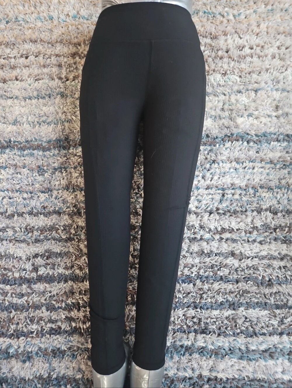 Tek Gear Girls Size 8 Black Ribbed Leggings Athletic Activewear Stretch Pants